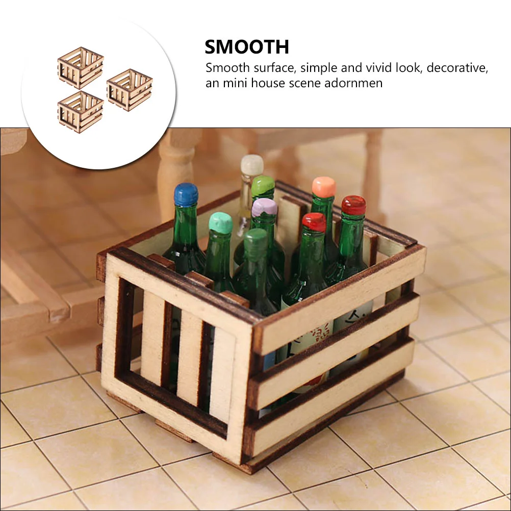 3 Pcs Miniature Candy Toy Wooden Frame Living Room Decoration Furniture Model House Adornment Food Play Ornament Basket