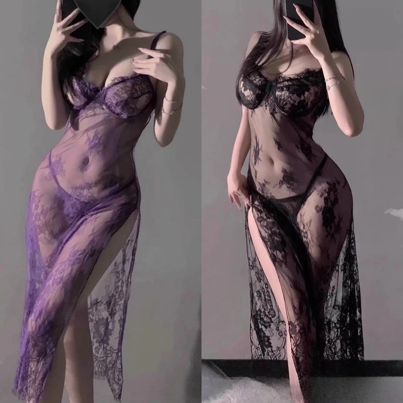 

Hot Sexy Nightgown Women Secret Lingerie See Through Gowns Babydoll Evening Erotic Coats Temptation Long Underwear Nightdress