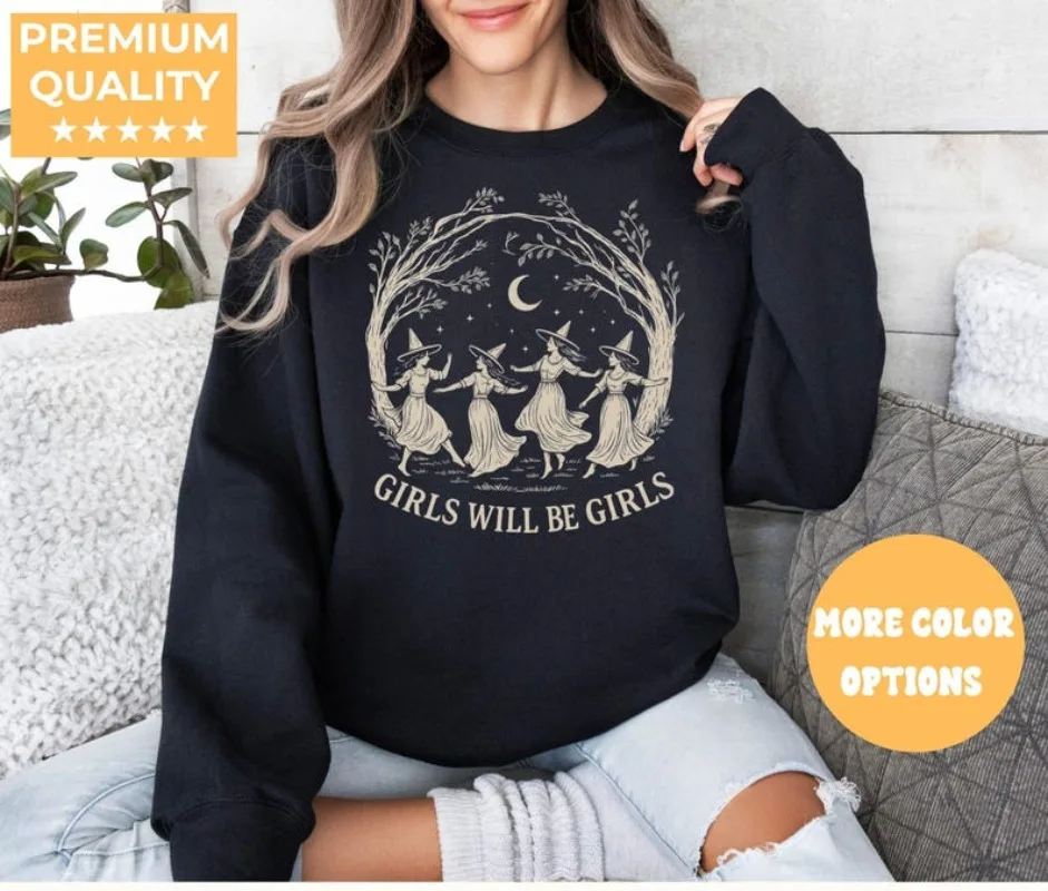 

Vintage Girls Clothing Witch Sweatshirt Funny Witch Vintage Hoodie Retro Women Sweatshirt Witchy Personality Women Clothing