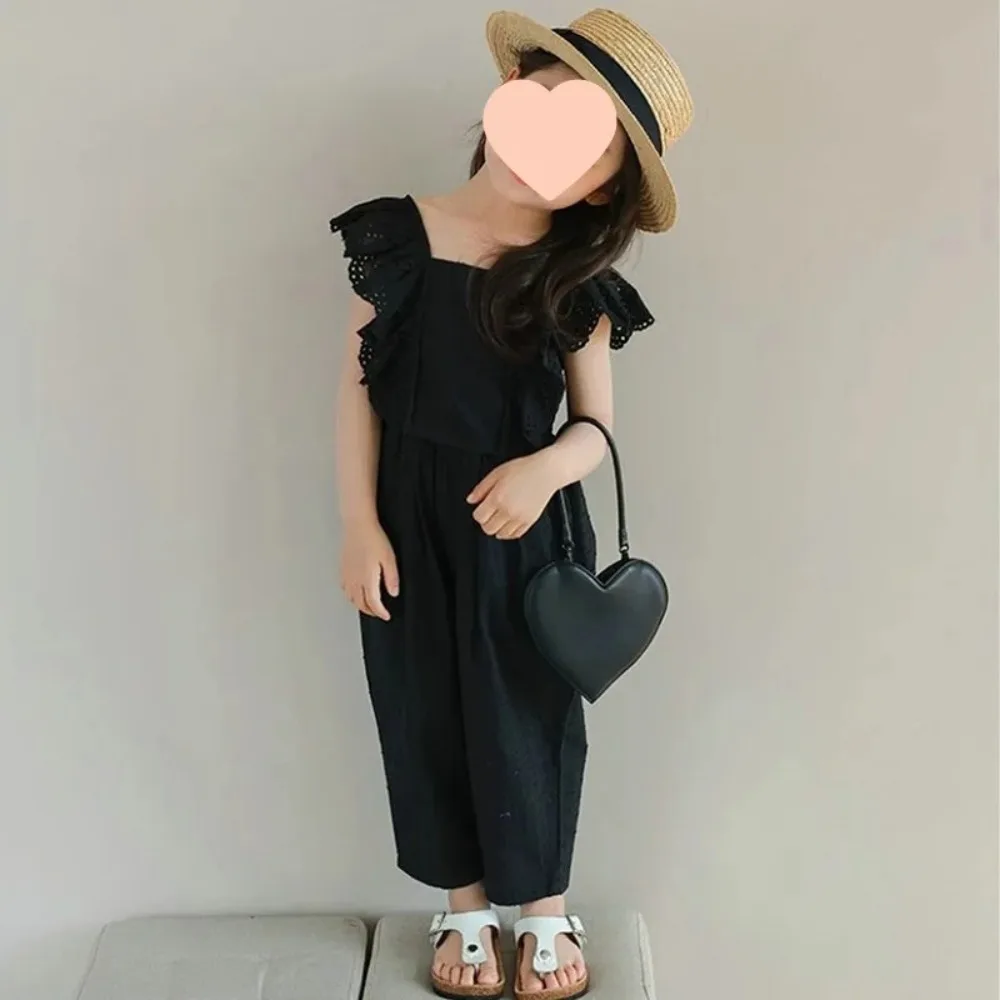 Bear Leader Summer Solid Color Sweet Girls' Clothing Korean Version Sleeveless Square Neck Top + Pants Kids Casual Two-piece Set