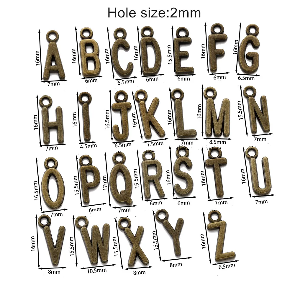 26/30Pcs 7x16mm Alloy A-Z Alphabet 26 Letters Pendant Earrings Charms for DIY Bracelet Necklace Jewelry Making Accessories