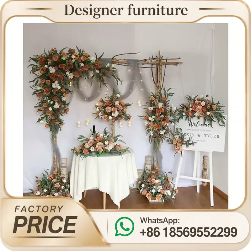 Artificial Rose Corner Flower Set Silk Wedding Party Arch Stage Backdrop Hanging Floral Wall Decor