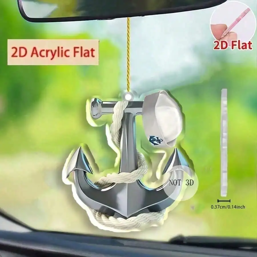 1 Simple Line Anchor Charm - Pre-Bored, Maritime, Versatile | for Vehicle, Bag, Keychain, Nautical, Acrylic Ornament - view 6