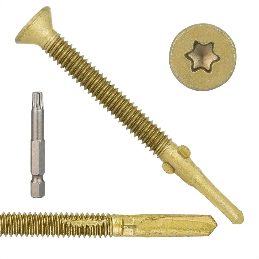 200Pcs 14 x 23 4 Trailer Deck Screws T30 Torx SelfTapping Wood to Metal Screws with Reamer Tip HeavyDuty Fasteners for Trailers