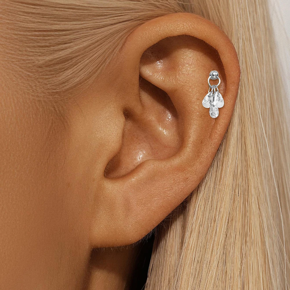 CANNER 1pc 925 Silver Horse Eye Stars Flower studs For Women 18K Gold Flat Head Threaded Puncture Ear Bone Ins Fine Jewelry