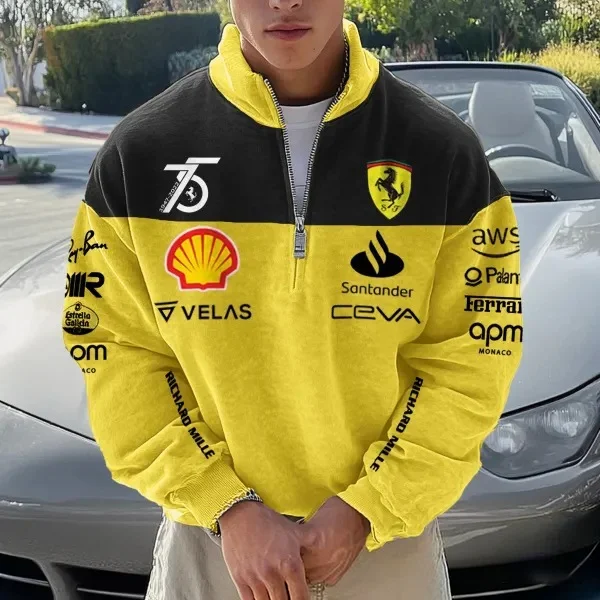 F1 طباعة المطرزة بدلة سباق الدراجات يندبروف ودافئة طويلة الأكمام سترة قطن لفيراري SP1 812 F40 F12TDF SF90 488