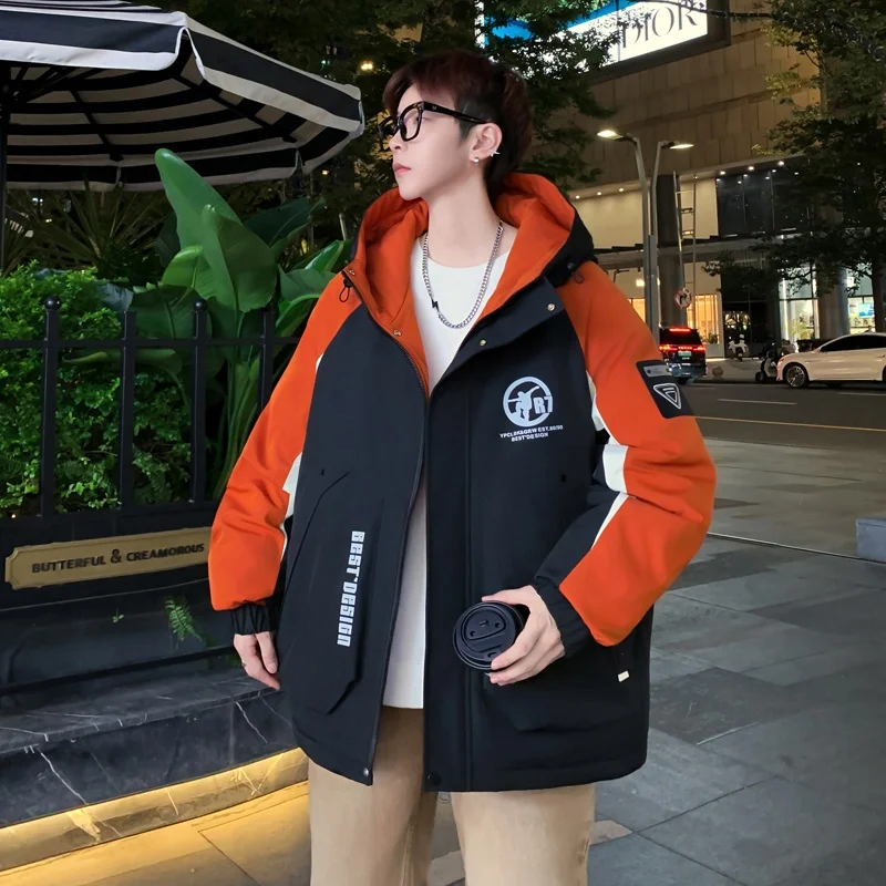 

Men's Casual Jaet Autumn Winter New Sle Color Blo Loose Fit Coat Faionable Windproof Polyester Nylon Cosite Fiber