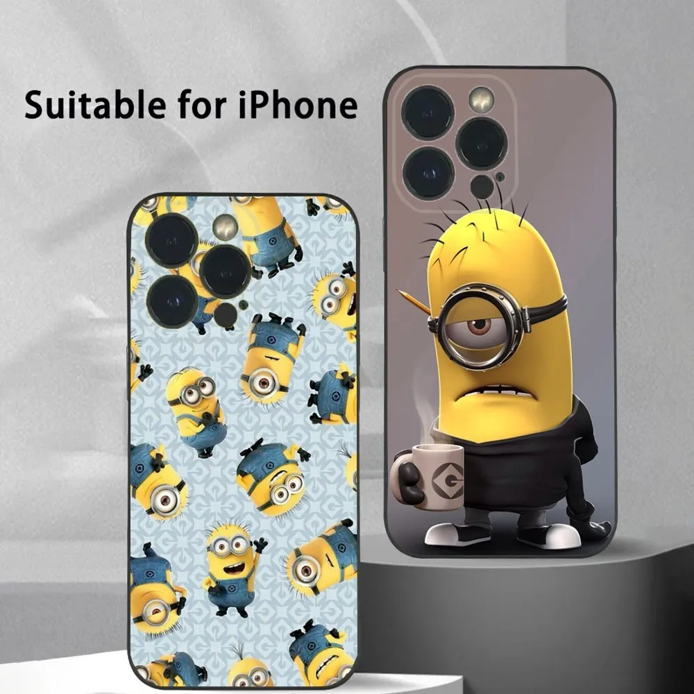 Cartoon Cute M-MinionS-S Phone Case For iPhone 16 15 14 13 12 11 Plus,Pro Max,XS,X,XR,SE,Mini,8,7 Soft Silicone Black Cover