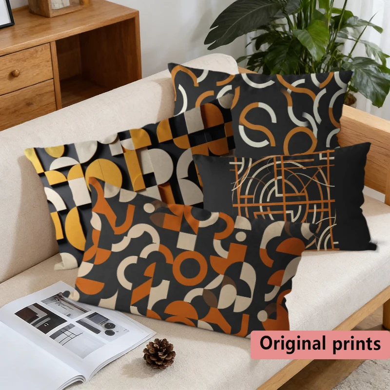 Mid Century Modern Geometric Pillow Covers Suitable For Sofa Bedroom Car Pillow Cover Cushion Rectangular Back Cushion