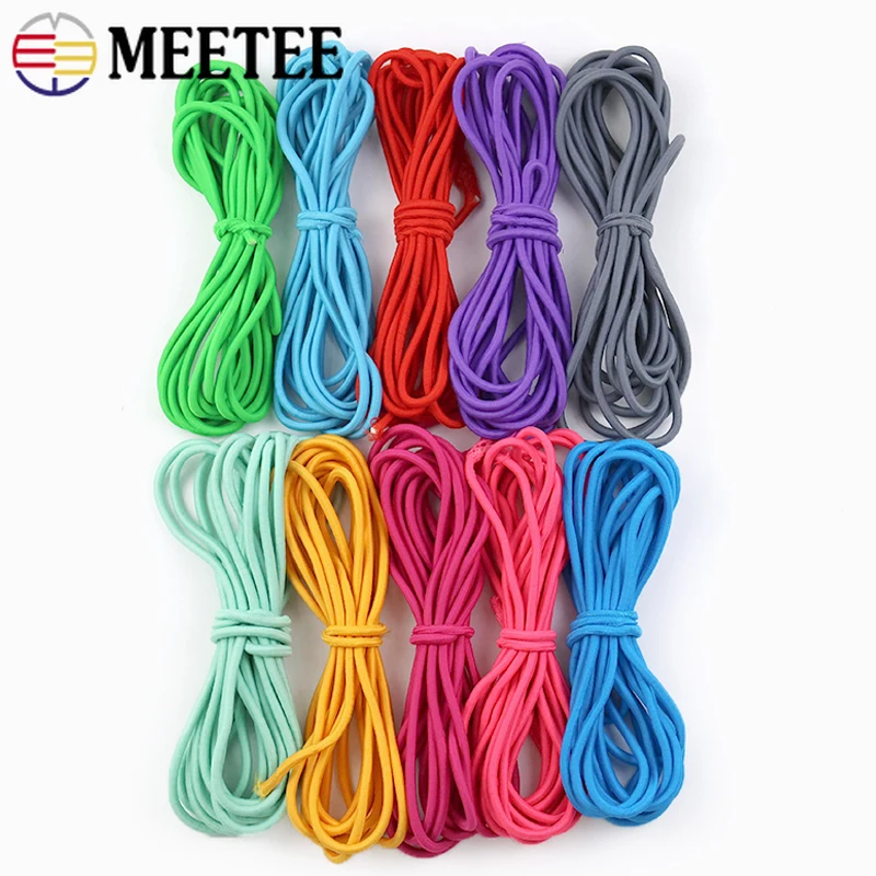

5/10/20M 5mm Colorful Round Rubber Bands for Headwear Hats Elastic Band Garment Spring Cord Stretch Tape DIY Sewing Accessories