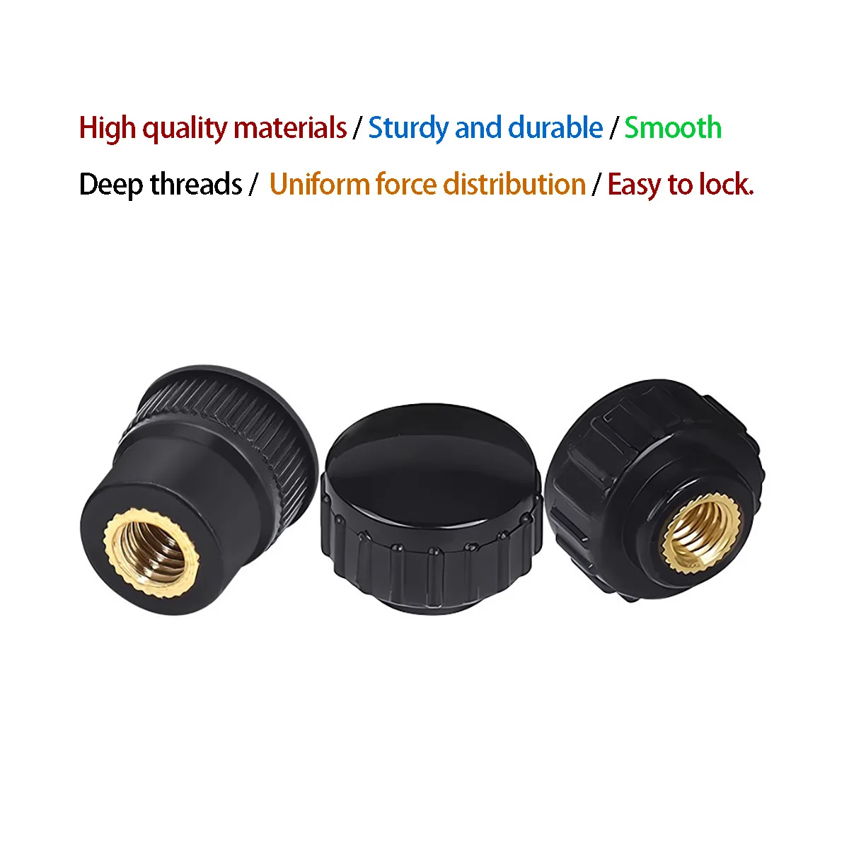 Rubber Head Hand Twisted Nut With Rolled Plastic Head Screw Cap, Striped Round Head Rubber Wood Knob M4M5M6