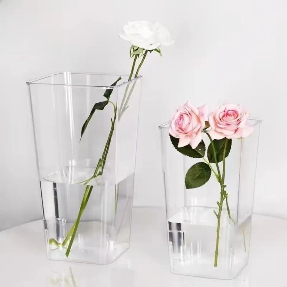 New Nordic Style Flower Vase Modern Acrylic Flower Bucket Transparent Flower Arrangement Floating Candle Holder Living Room