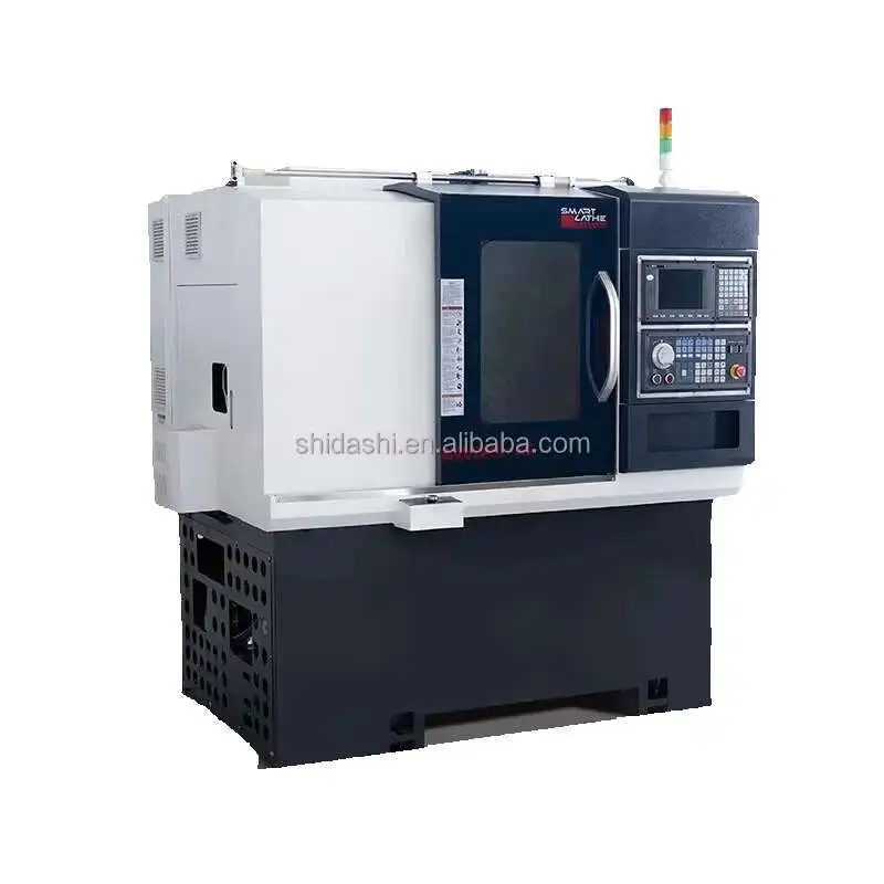 Mini torno CNC automático Hine de 4 ejes con cama inclinada, precio, sistema Gsk/Syntec