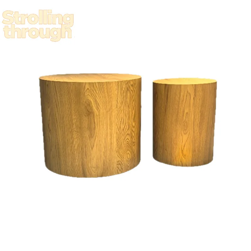 

Wooden round coffee table living room home mobile small round table modern simple sofa side table combination