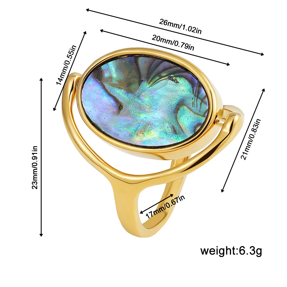 Elegant Real Natural White&Abalone Shell Rings for Women Special Design Double Sided Rotating Ring Charm Jewelry Party Gift