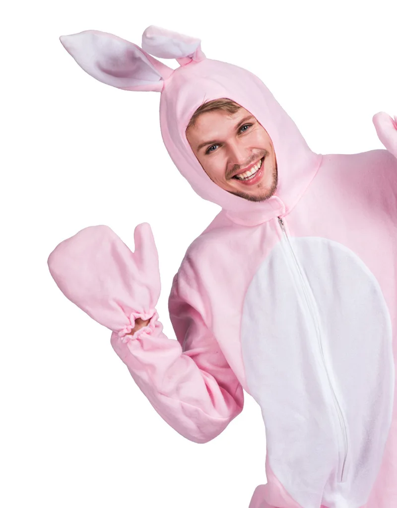 Hete Verkoop Konijn Cosplay Schattige Roze Jumpsuit Kostuum Konijn Oor Carnaval Feest Volwassen Paaskonijn Halloween