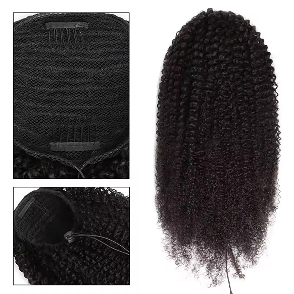 8-30Inch Kinky Curly Drawstring Ponytail Human Hair Extensions 100% Brazilian Remy Human Hair Ponytail Extensions Hair For Women