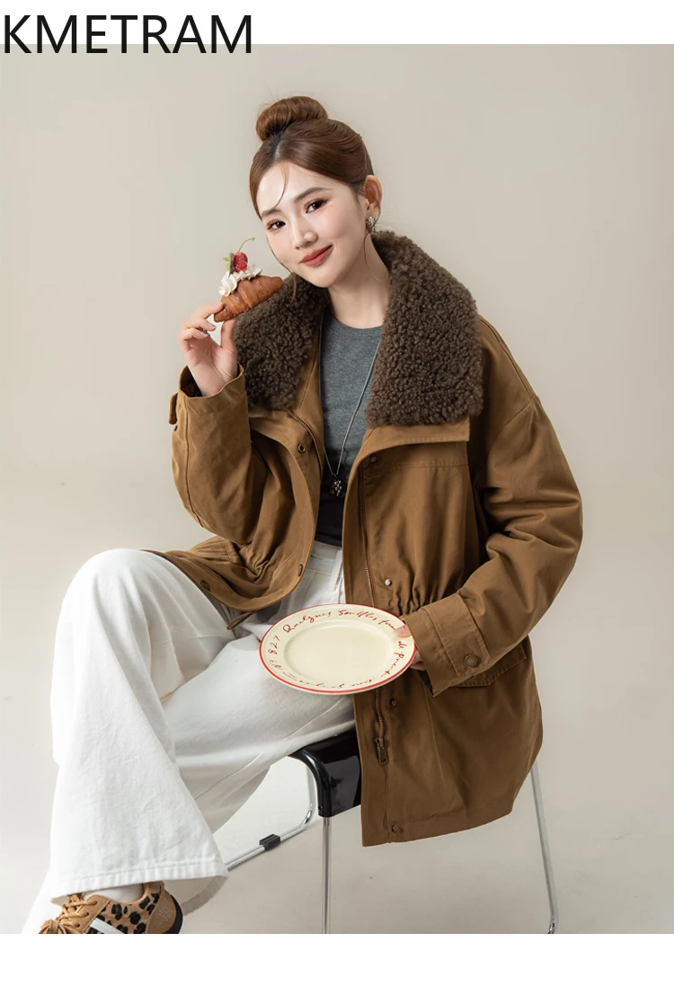 KMETRAM Cappotto in pelliccia con colletto in cotone + lana 100%: un abbigliamento caldo e resistente al freddo per la stagione autunno-inverno del 2025 nouveautés manteaux