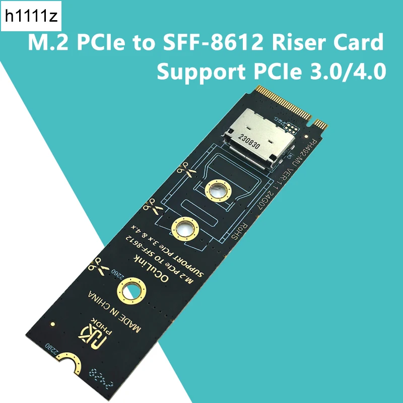 NVME to OCulink Riser Card 2230-2280 M.2 PCIe X4 M Key to SFF-8612 Female Adapter Converter Support PCIe 3.0/4.0 for U.2 U.3 SSD