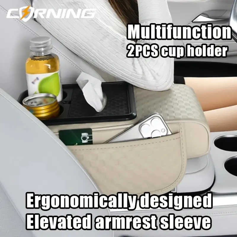 Auto Armlehne Verlängerung Kissen Multifunktionale 7,5 CM Verdicken Höhe Mittelkonsole Box Kissen Ellenbogen Unterstützung Pad Auto Organizer – Detail 5