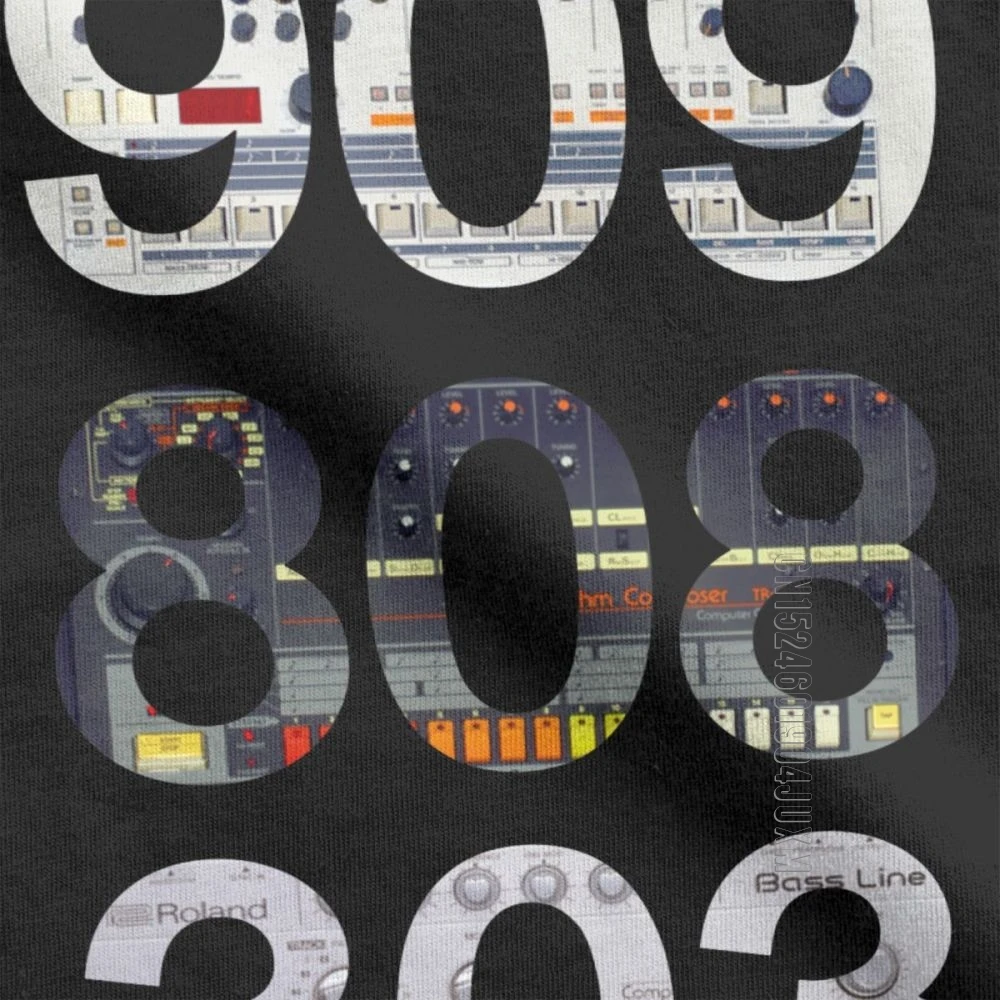 Roland 909 808 303 klasyczne Synth bębna maszyny. Png T Shirt człowiek markowe koszulki popularne koszulki O Neck czystej koszulki bawełniane