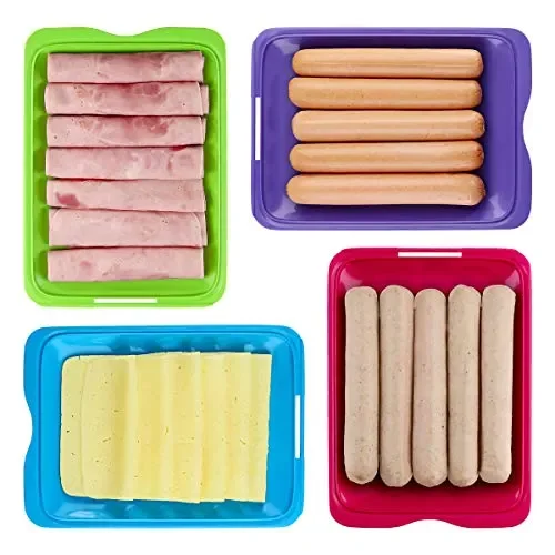 STARLEY-Set of 4 Sausage and Food Holder, Fresh Sausage Box, Reusable, Stackable, Space Saver, Refrigerator Organizer #5