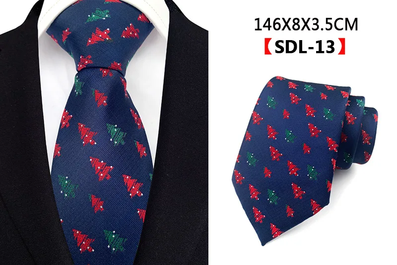 GUSLESON-Gravata de seda masculina, desenho animado verde e vermelho, árvore de Natal, balões e Papai Noel, gravata com pescoço, 8cm