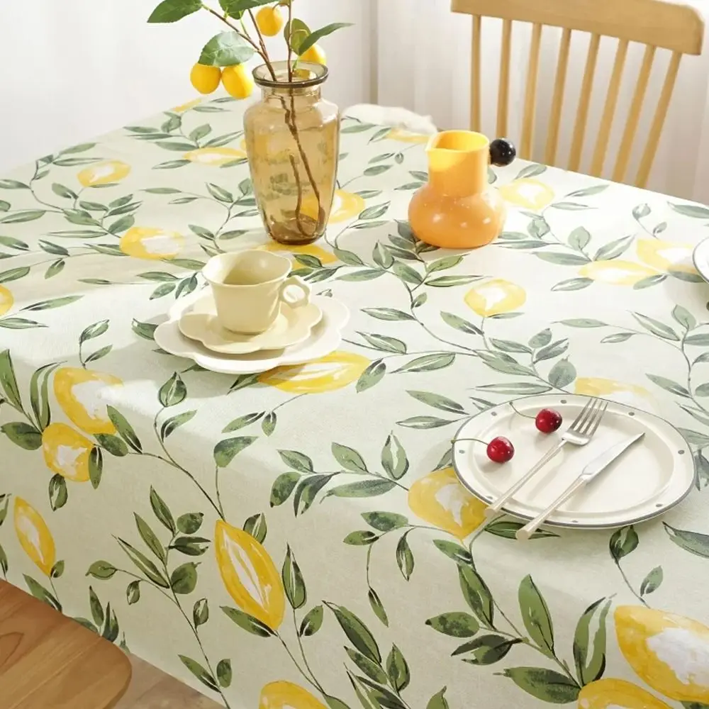 Mantel impermeable de PVC suave, cubierta de mesa de estilo Pastoral a prueba de aceite, patrón de limón, decoración de mesa