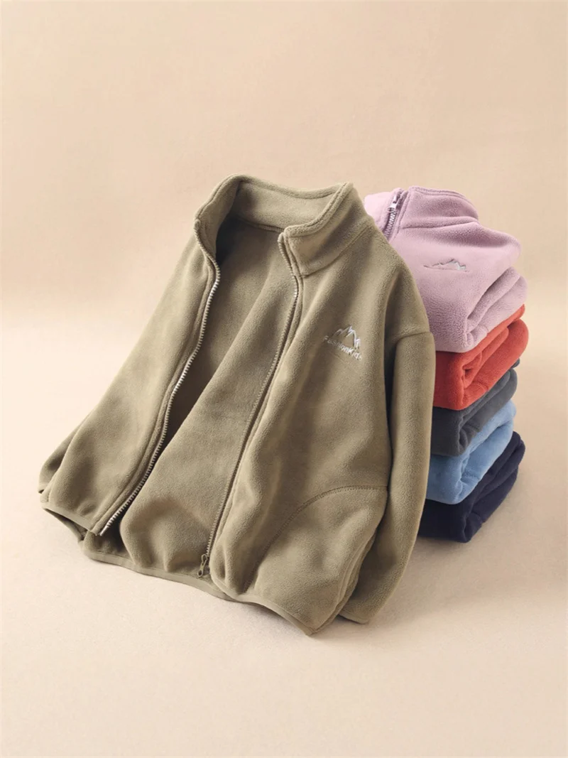 Kids Fleece Liner Coats Spring Autumn Boys Girls Loose Full Sleeve Zipper Jackets Teen Warm Cardigan Outerwear Children Clothes