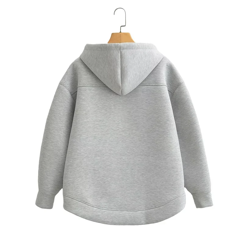 Winter New Women\'s Zipper Hoodie High Street Unisex style Double Pockets Oversize Loose Sweatshirts Outerwear Top