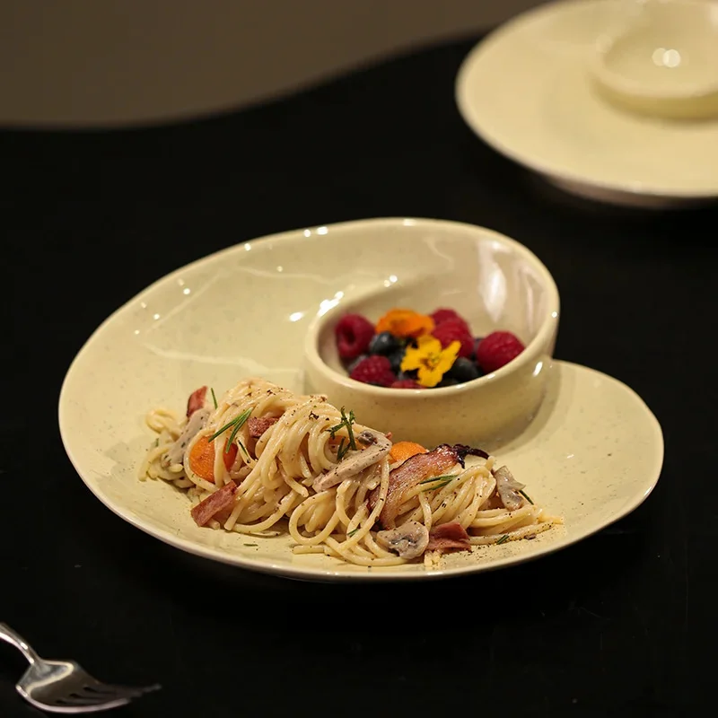 Ceramic Conch Plate Divided Dinner Plate Sauce Dish Vinegar Bowl Tableware Dessert Snack Fruit Serving Tray Dinnerware