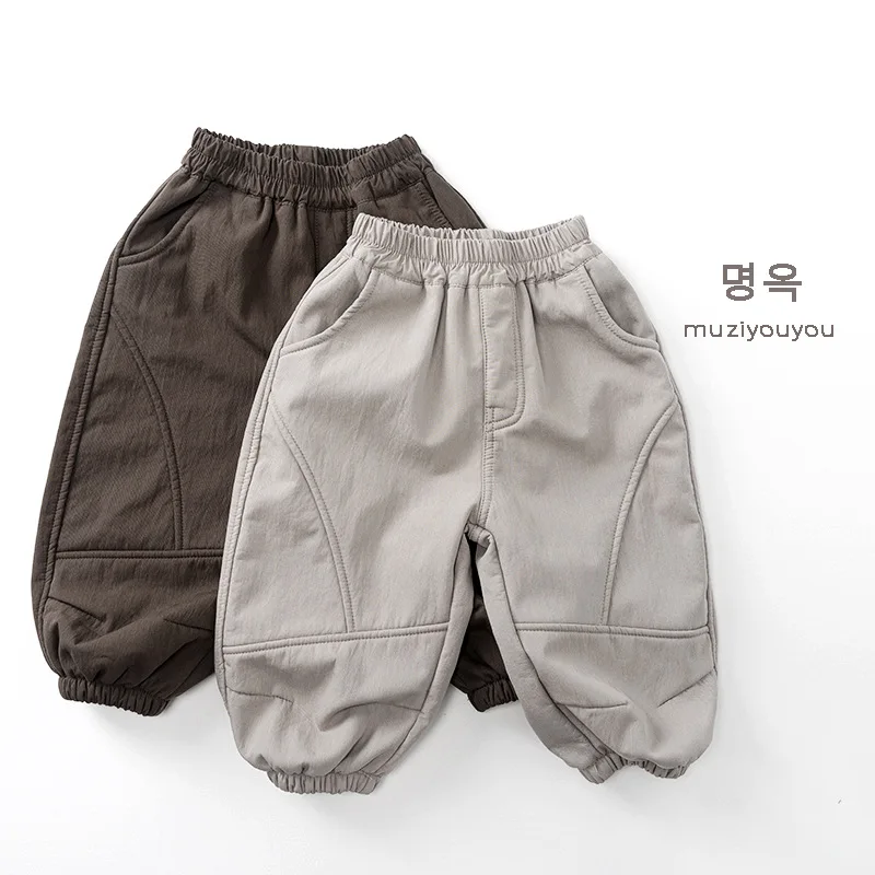 

2025 Winter New Children Fleece Trousers Plus Velvet Thick Boys Girls Casual Pants Baby Cotton Harem Pants Kids Warm Clothes
