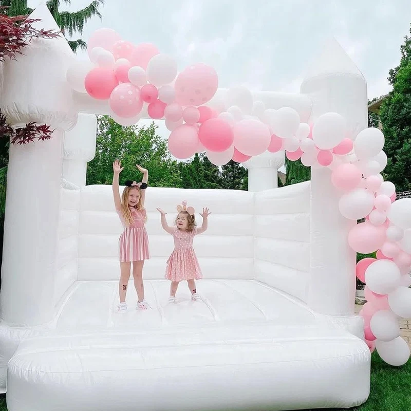 10' x 10' PVC wit springkasteel binnen buiten springkasteel voor kinderen / verjaardagsfeestje / halloween / kerstfeestevenement