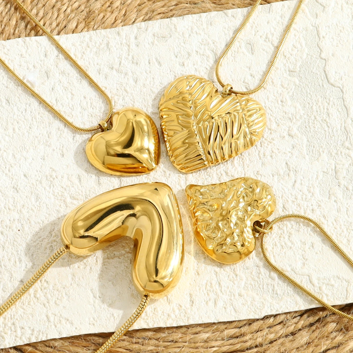 

WILD & FREE Stainless Steel Heart Pendant Necklaces for Women Vintage Irregular Charm Chic 18K Gold Plated Trendy Jewelry