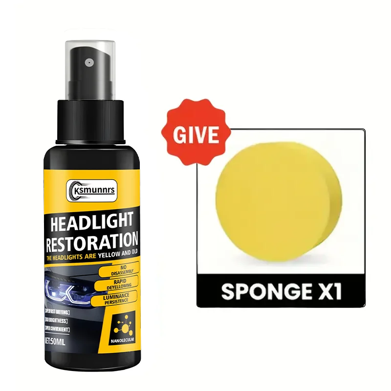 بخاخ مرمم المصابيح الأمامية للسيارة: يزيل الاصفرار والأكسدة، ويستعيد الوضوح الجديد، ودرع الأشعة فوق البنفسجية طويل الأمد لجميع المركبات
