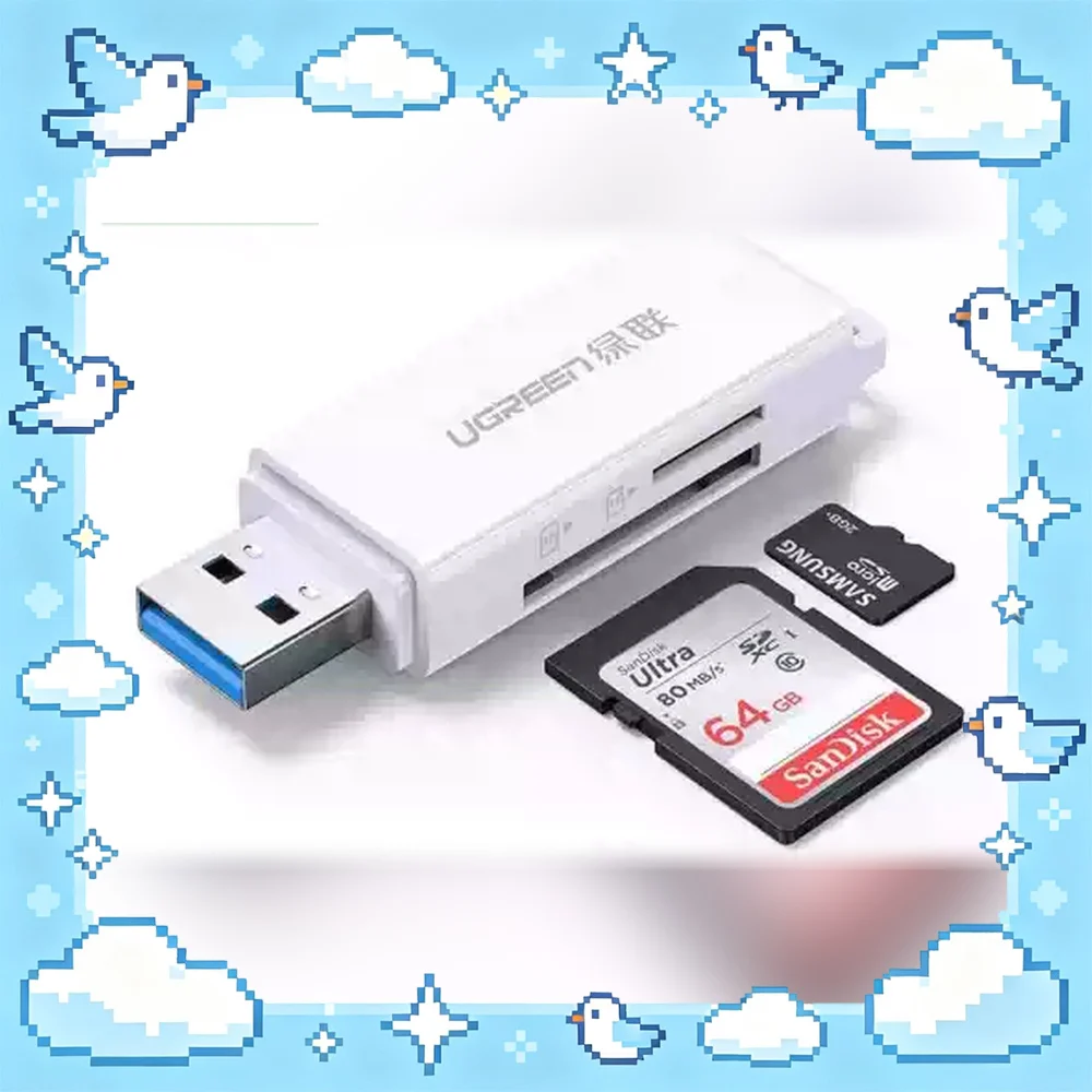 UGREEN 40751 USB 3.0 SD TF 2 In 1 Card Reader Memory Card Adapter for Computer Laptop