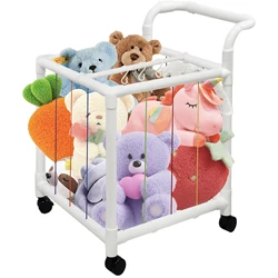 Plush Toy Storage Box Stuffed Animal Storage Stuffed Animal Cage Large Doll Storage Bucket Portability Toy Box for Home Bedroom
