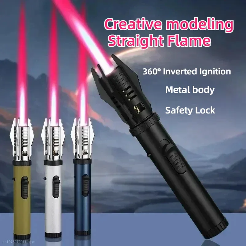 

New Butane Gas Lighter Metal Outdoor Windproof 360° Use Turbine Torch Jet Lighter Gun BBQ Welding Cigar Tools Men's Categorical