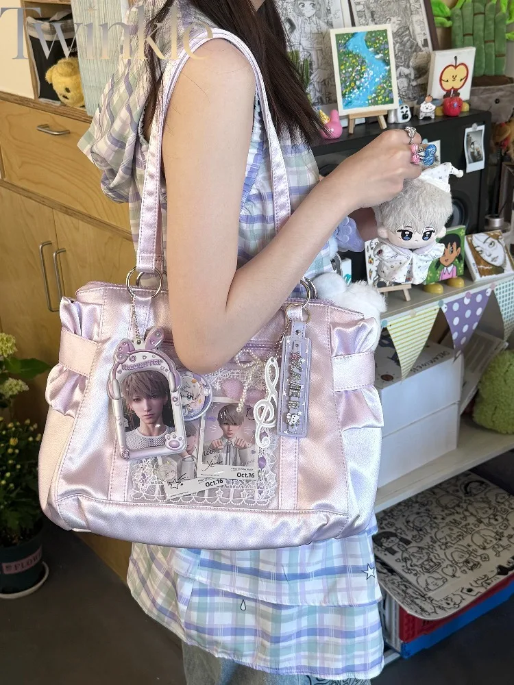 Satin Ita Bag Commuter Shoulder Bag Large Capacity CrossbodyVersatile 2 Way Tote Women Work Purse