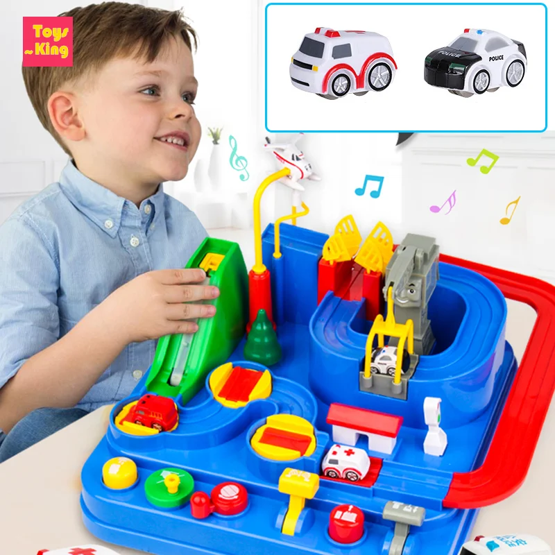 Mini Racing Rail Car Model Children Track Educational Toys  Adventure Brain Game Mechanical Interactive Train Christmas Gifts