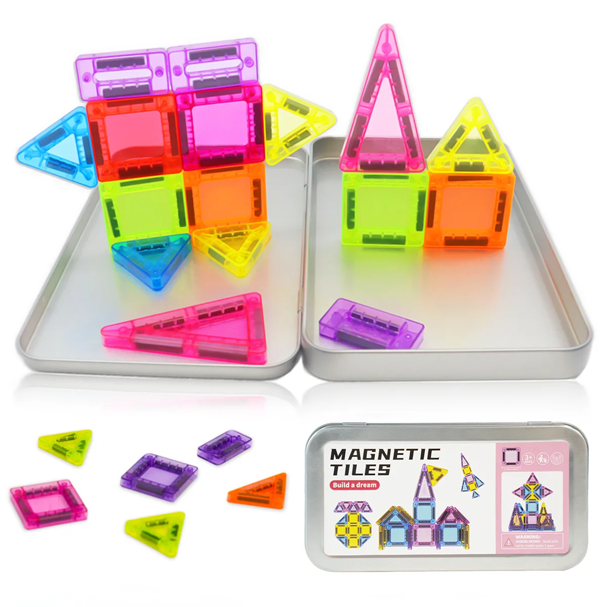 Mini blocs de construction magnétiques pour enfants, jouets magnétiques portables aux couleurs vives et aux motifs amusants, cadeau d'anniversaire et de vacances