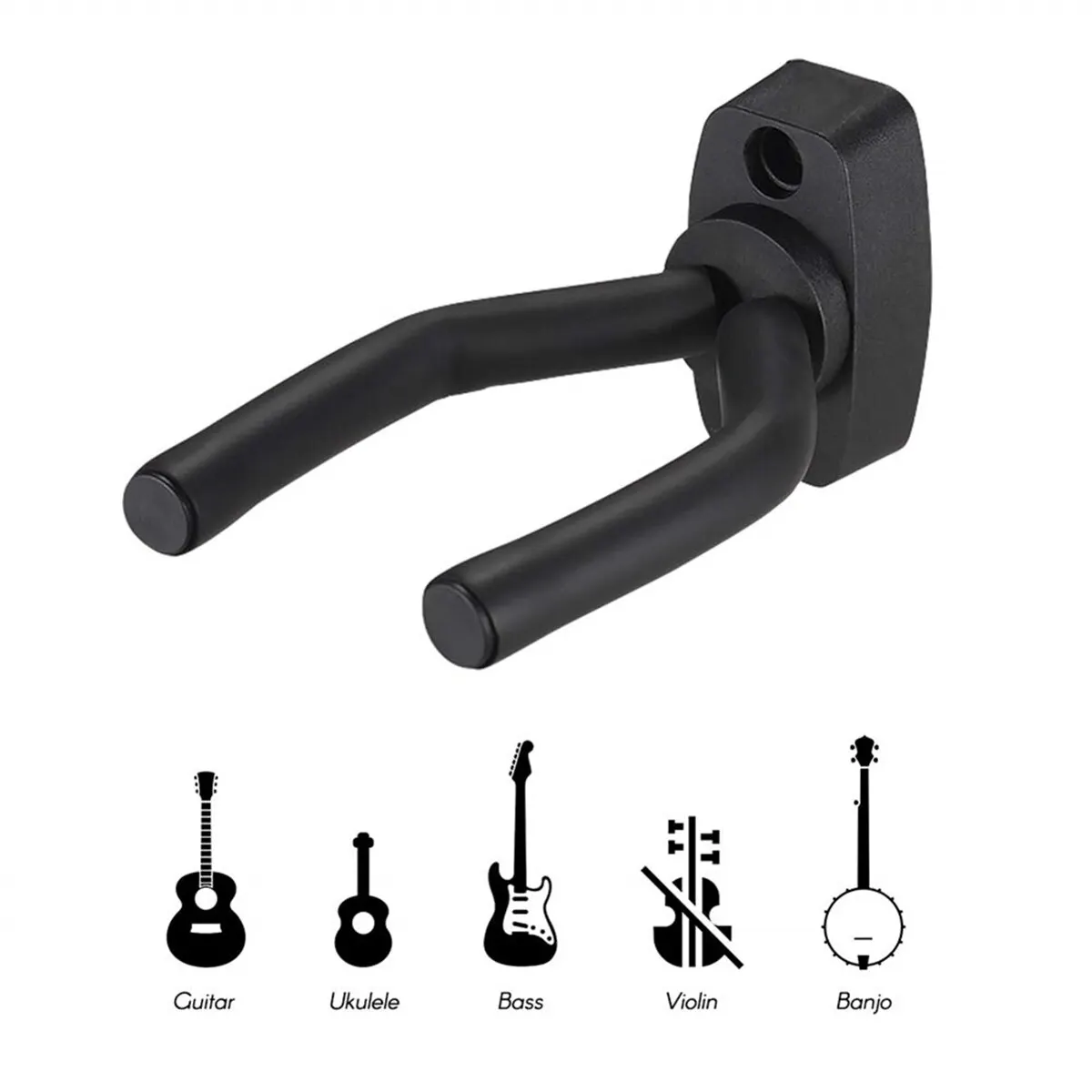 Guitar Wall Mount Hanger Black Guitar Hanger Wall Hook for All Size Guitars Bass Mandolin Banjo Ukulele