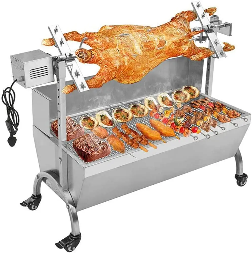 

KL002 Multifunction Barbecue Oven Fully Automatic Grill Stainless Steel Rotating Charcoal Grilled Oven with Back Plate