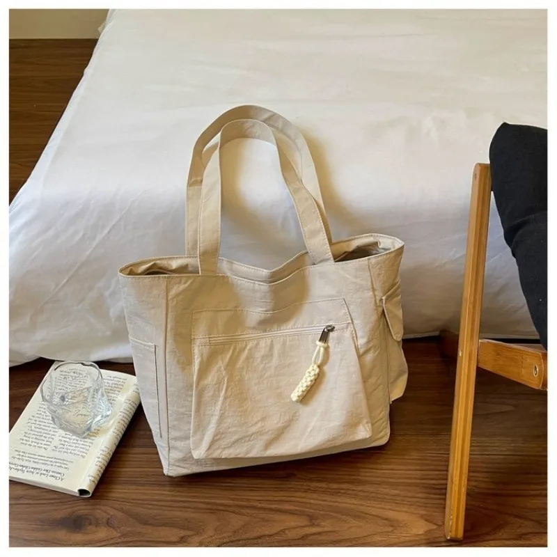CEEKAY Nylon-Tragetasche mit Reißverschlussfach vorne, Seilanhänger, Tragegriff, vielseitig einsetzbar, für den täglichen Gebrauch, lässig, große Kapazität, Damenhandtasche – Detail 24