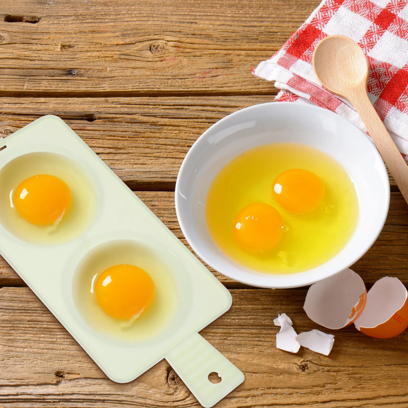 Double Covered Egg Steamer Mold Microwave Safe for Poached Eggs Traditional Texture Nonstick PP Material Portable