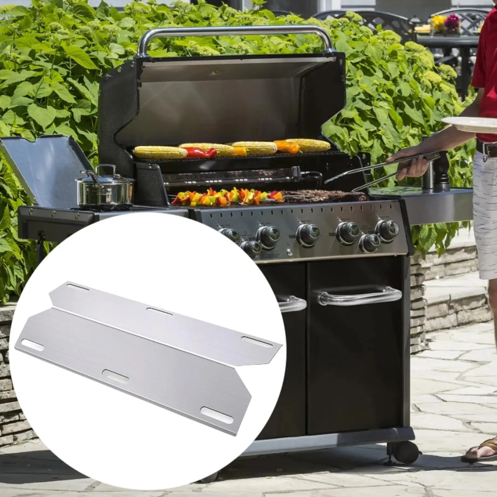BBQ Grill Heat Plate Shield Heavy Duty Replacement Outdoor Barbecue Burner Cover for Patio Cooking