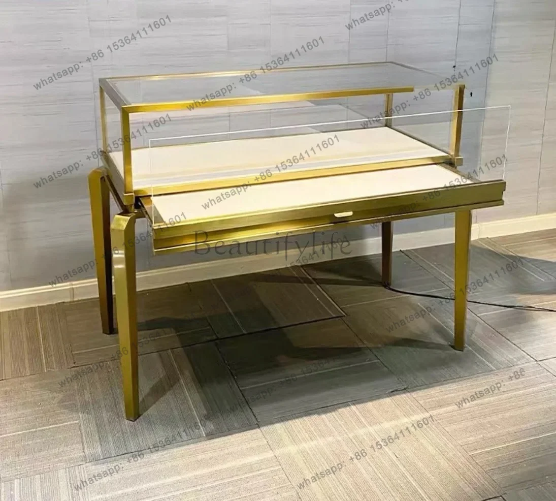 Custom, Luxury Custom Retail Shop Interior Design Watches Jewelry Store Showroom Glass Display Cabinet With LED Light