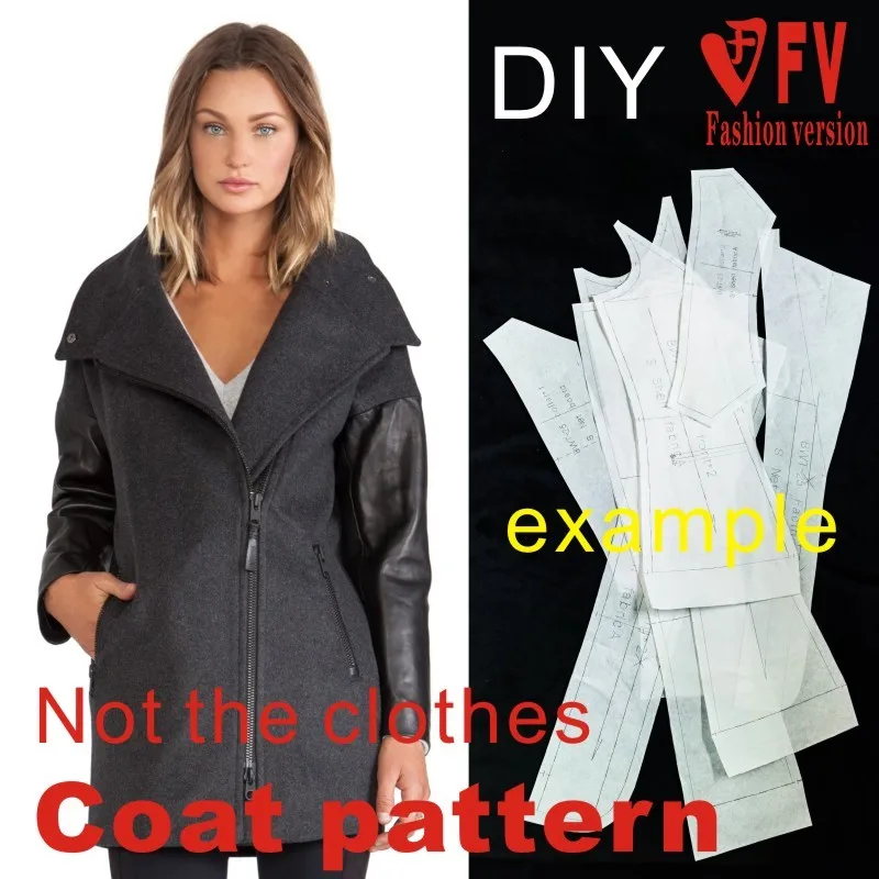 Ladies Falling Shoulder Zipper Casual Loose Coat Pattern 1:1 Garment Sewing Drawing BFY-88