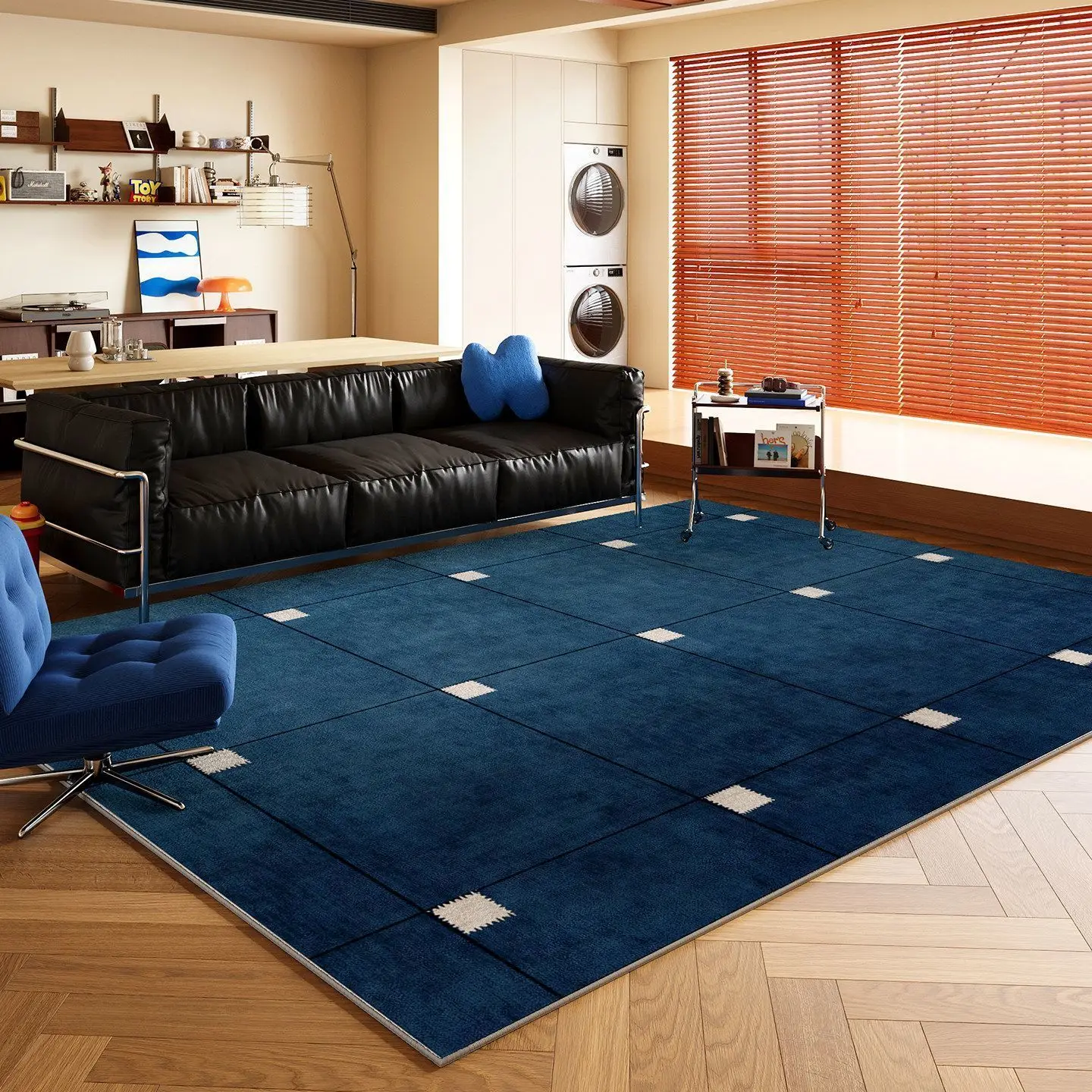 Dark Blue Bauhaus Style Living Room Carpet Home Decoration Luxury Non-slip Soft Rug Large Area Easy Clean Lint-free Floor Mats