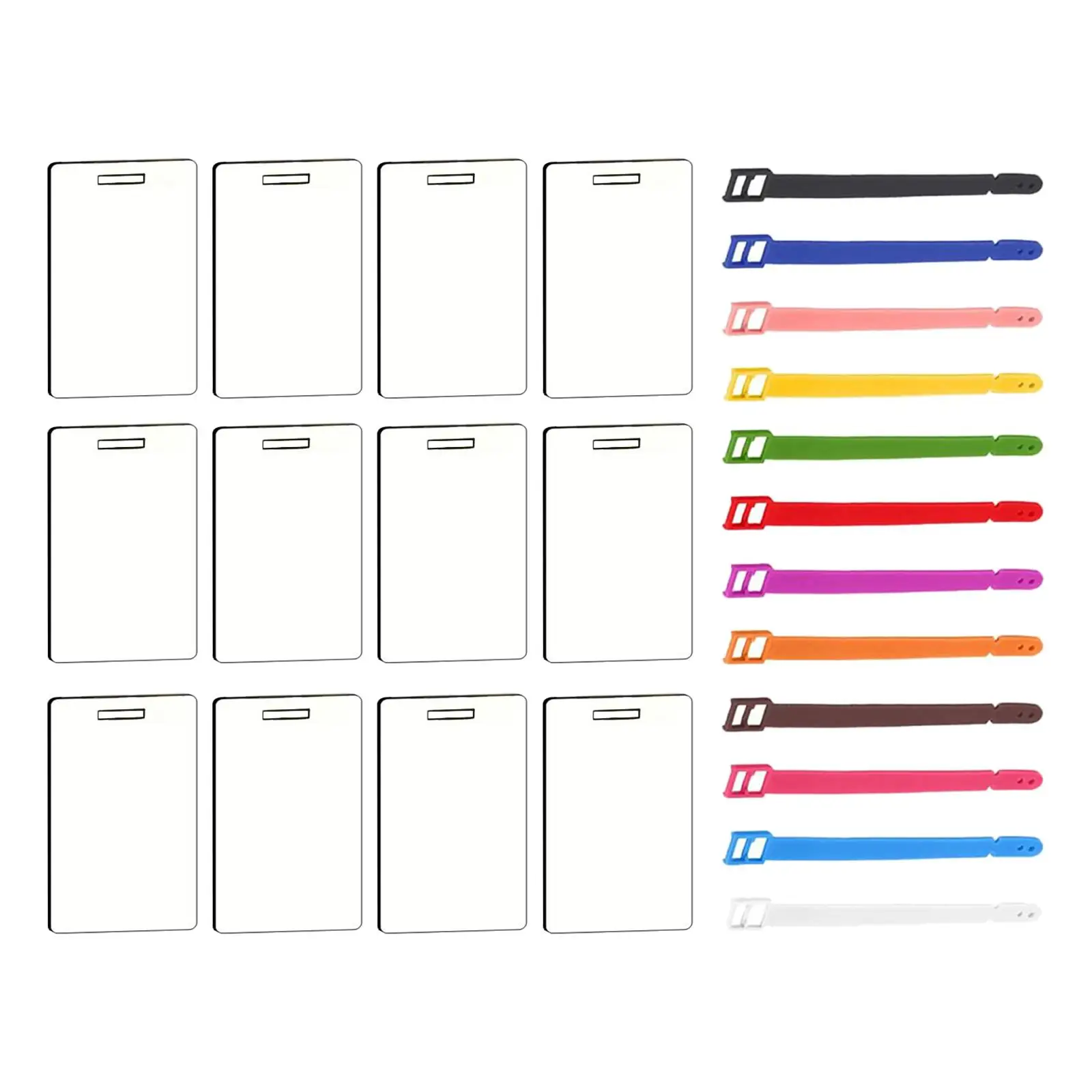 12x Blank Luggage Tags for DIY Identify Label Double Sided Heat Transfer MDF